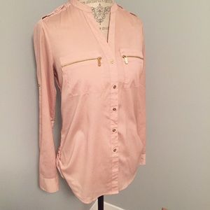 Calvin Klein Pink Satin Button Up Shirt